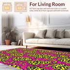 Bold Yellow Organic Shapes On Pink Rug