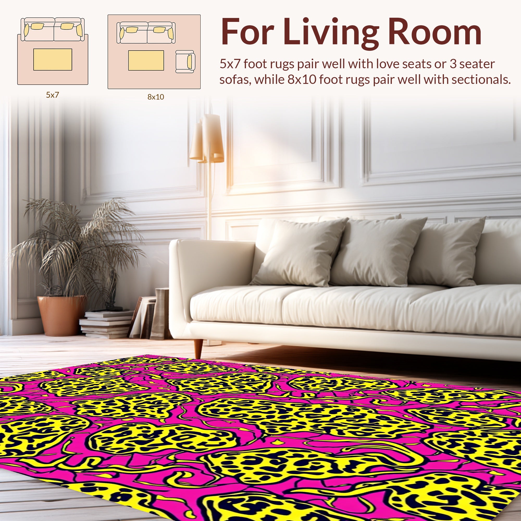 Bold Yellow Organic Shapes On Pink Rug