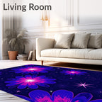 Cosmic Blue Pink Floral Swirl Rug