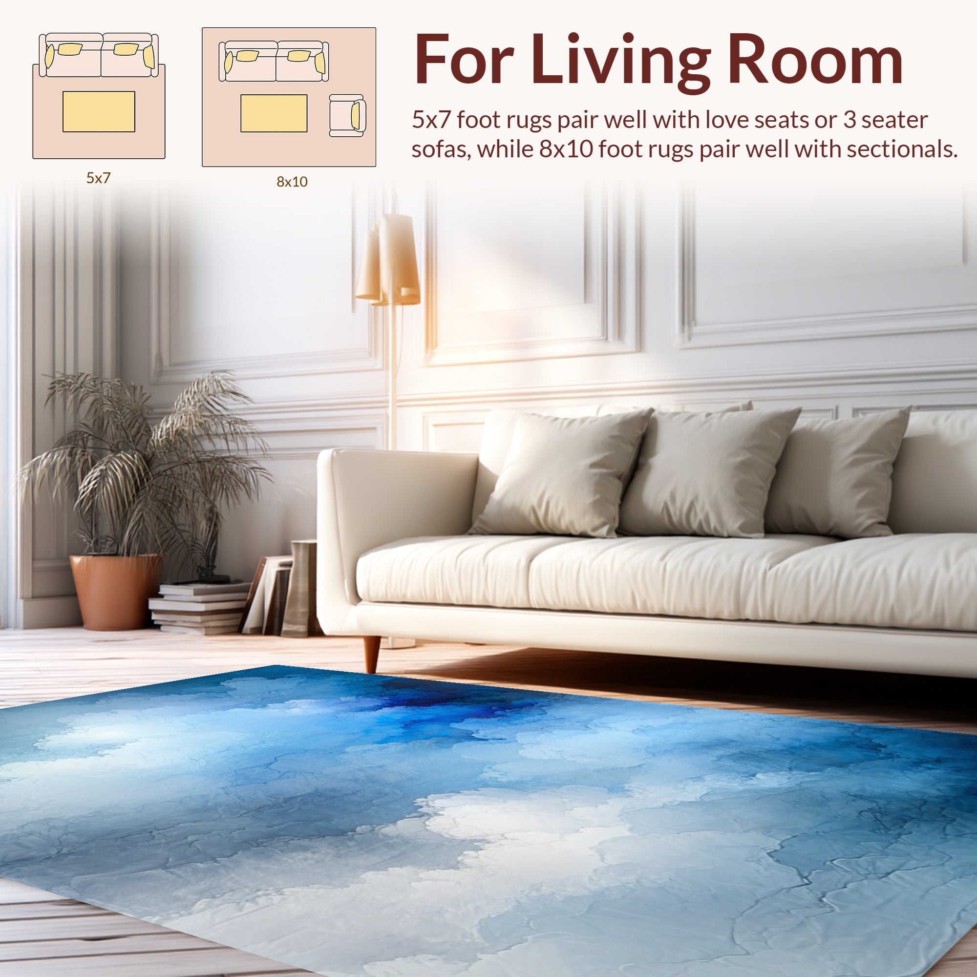 Dreamy Abstract Cloudscape Blue Rug