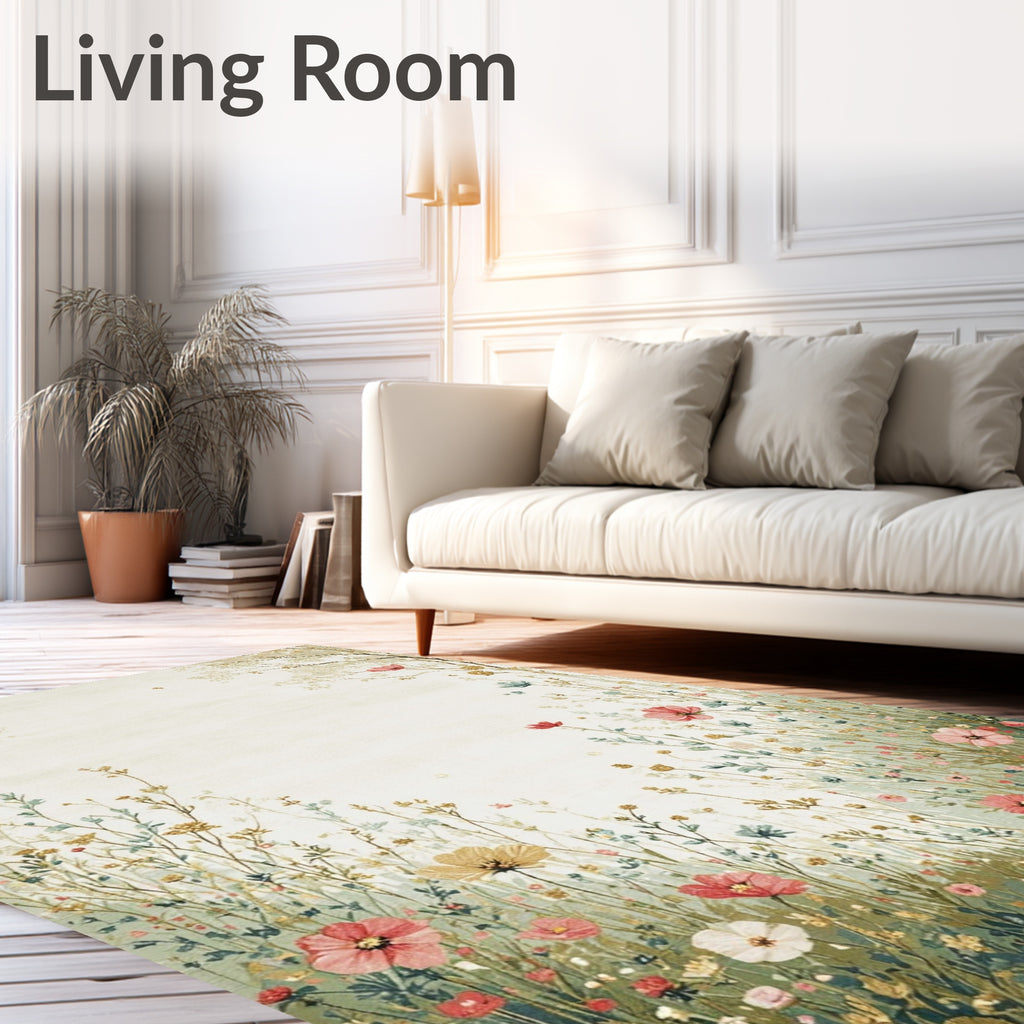 Whimsical Meadow Floral Garden Rug