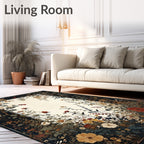 Vintage Floral Garden Botanical Print Rug