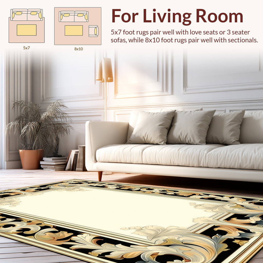 Ornate Scrollwork Decorative Style Rug