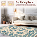 Classic Blue Floral Square Pattern Rug
