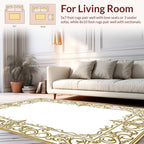 Ornate Gold Floral Scroll Border Rug