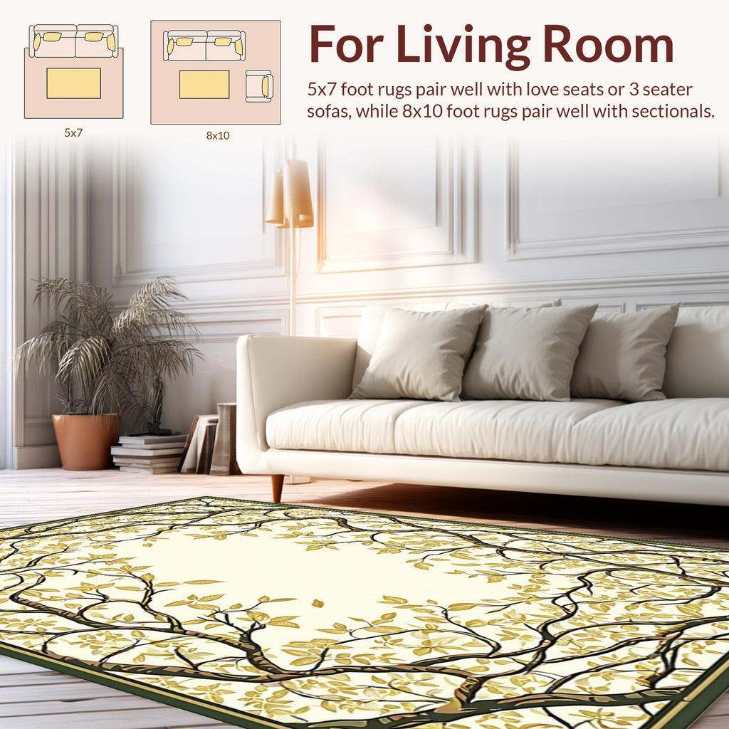 Elegant Falling Leaves Tree Pattern Rug