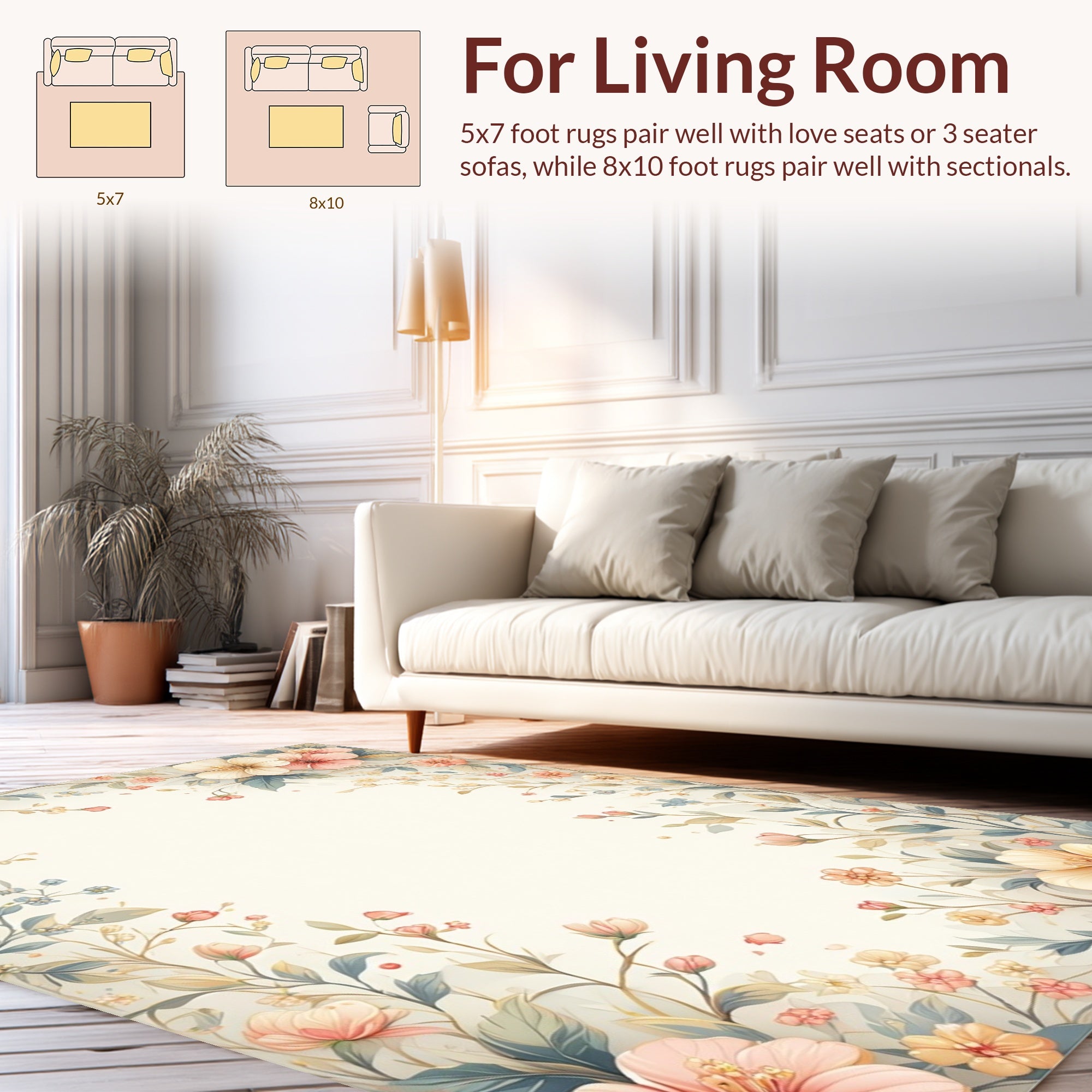 Soft Watercolor Floral Garden Pattern Rug