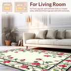Floral Vine With Pink Roses Design Rug
