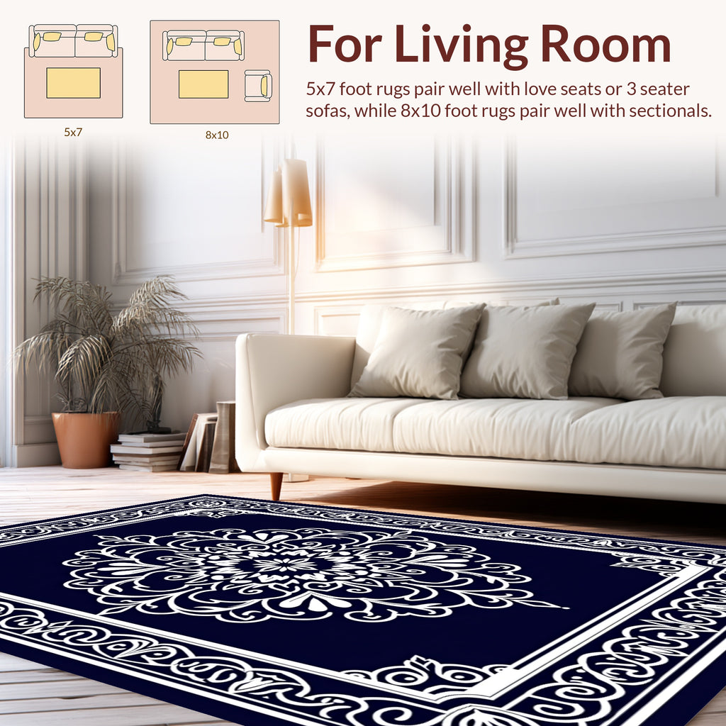 Ornate Floral Mandala Print Rug
