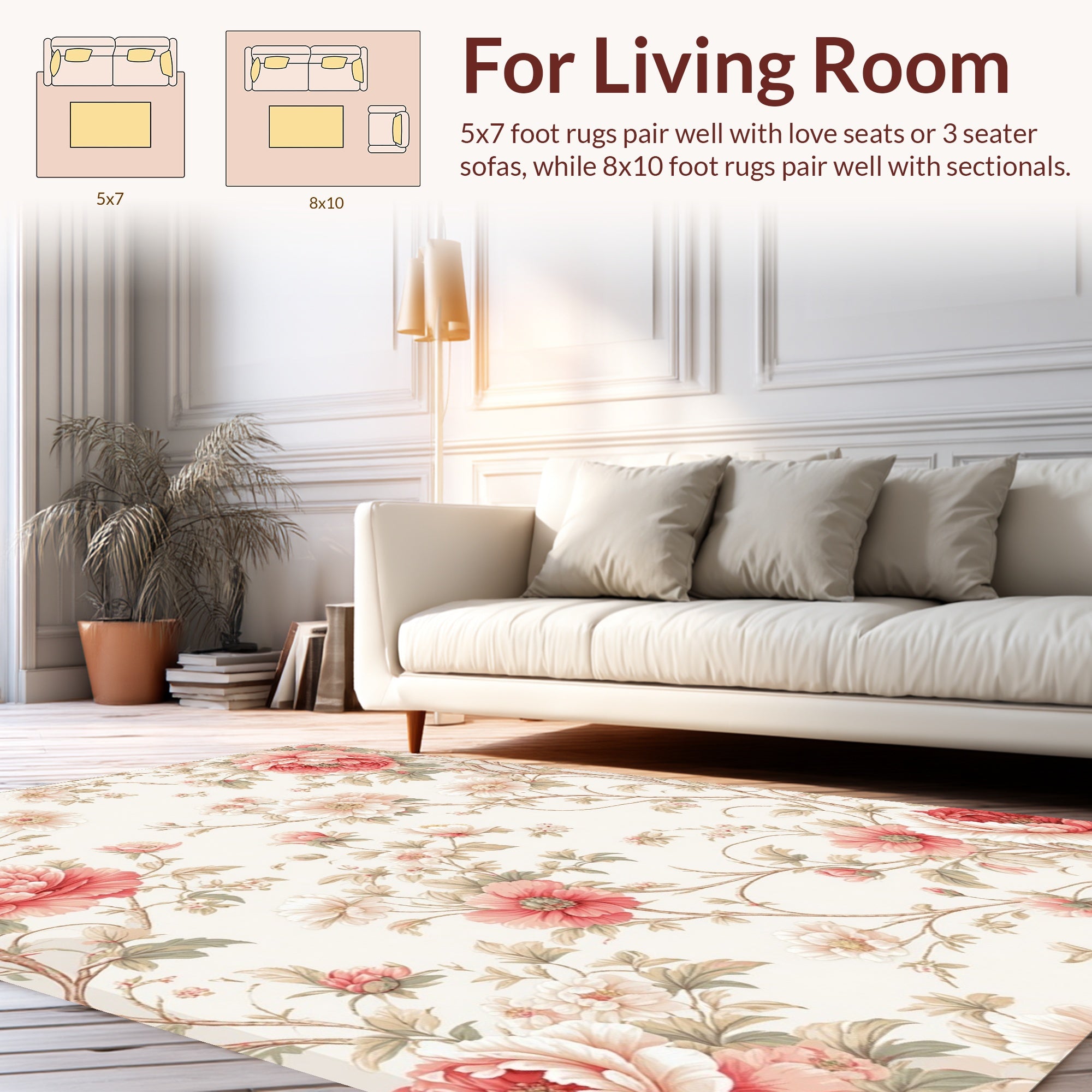Delicate Floral Vine Pattern Rug