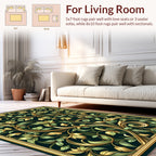 Opulent Gold Green Scroll Vine Rug