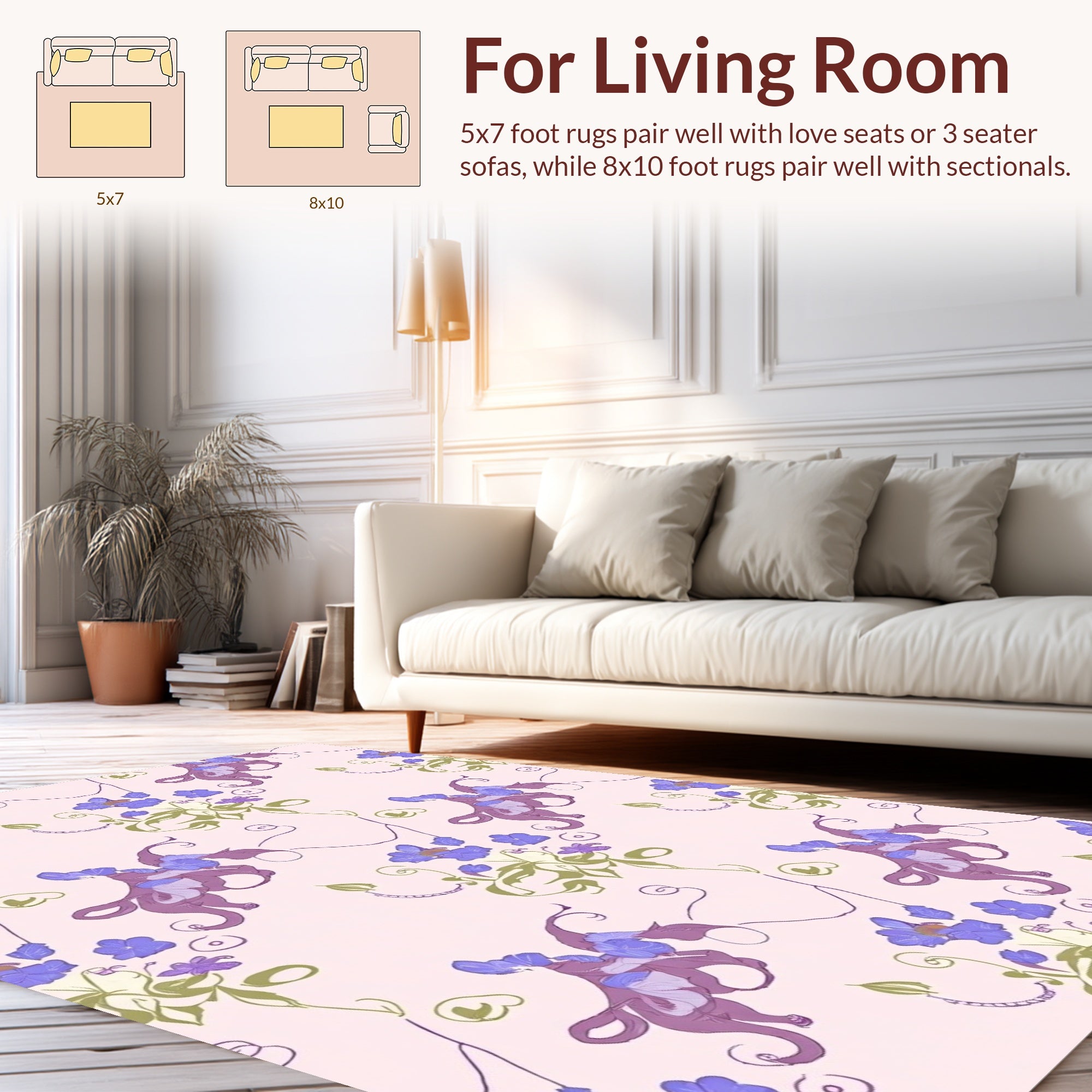 Floral Whimsical Purple And Green Rug