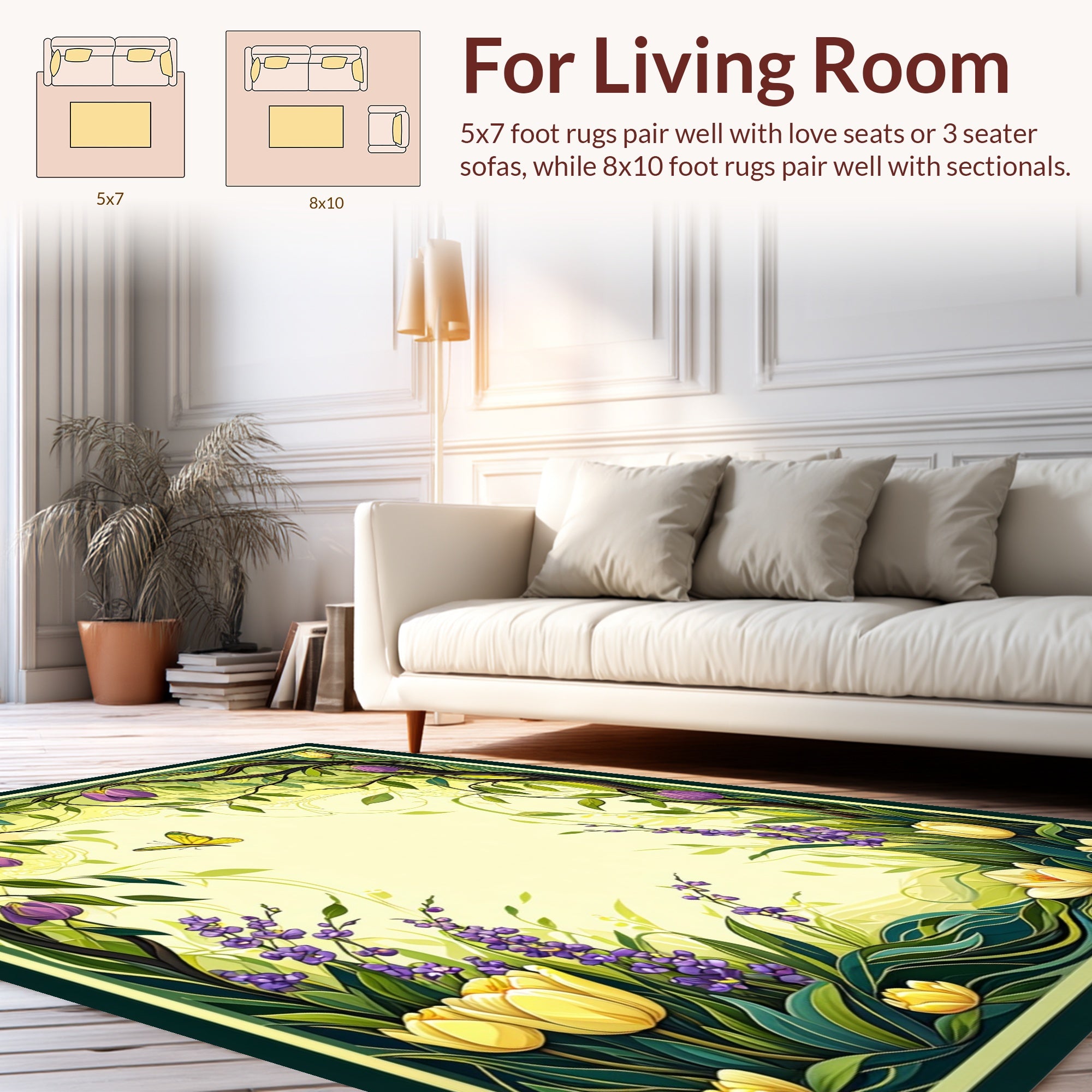 Enchanted Garden Floral Butterfly Rug