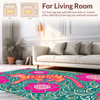Vibrant Cat Floral Whimsical Pattern Design Rug