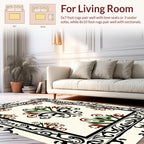 Ornate Black Green Brown Floral Rug