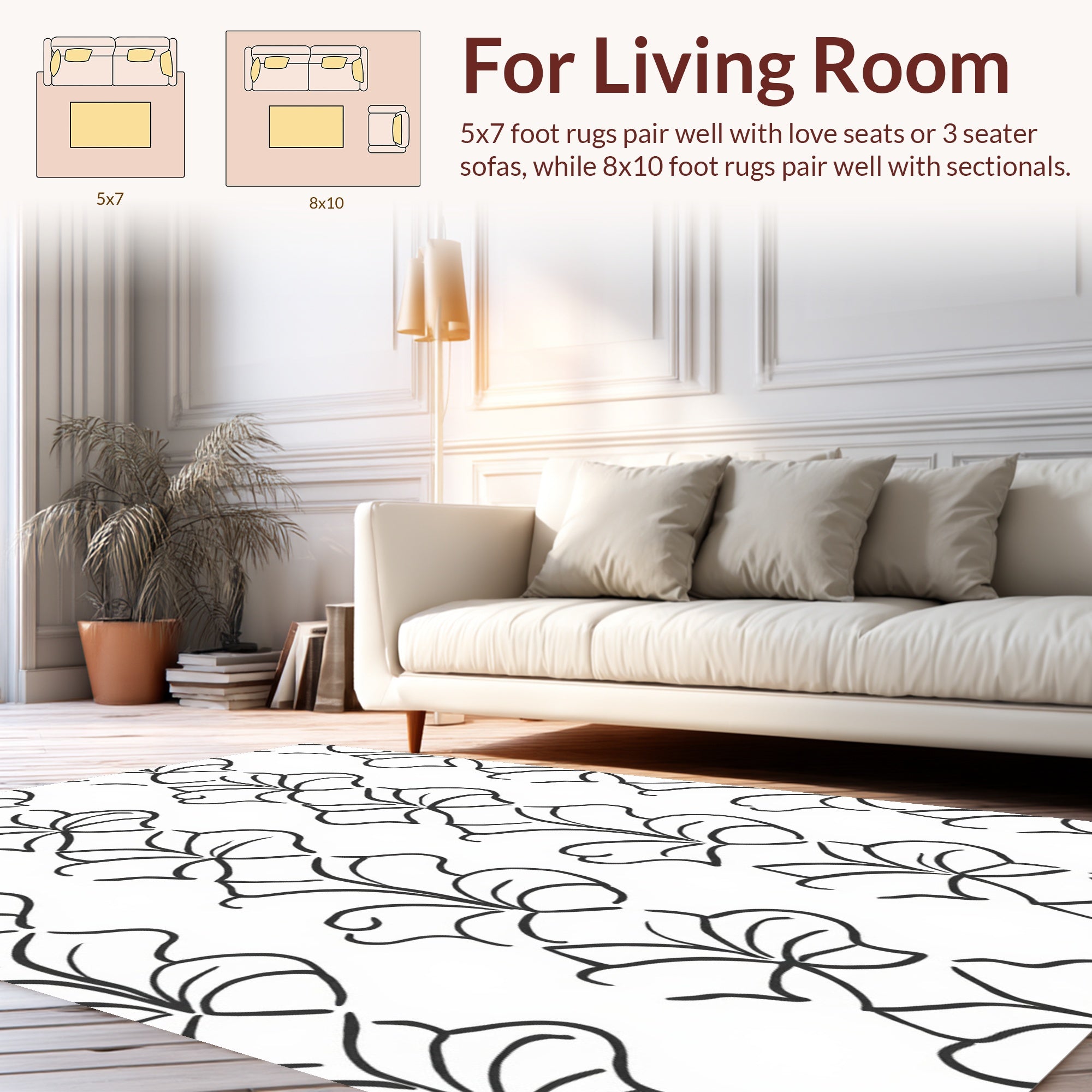 Organic Vine And Leaf Pattern Rug