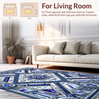 Intricate Blue Geometric Crystal Medallion Rug