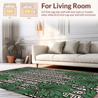 Lush Green Foliage Vertical Stripe Design Rug