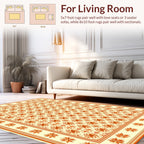 Orange Flower Patterned Rustic Rug