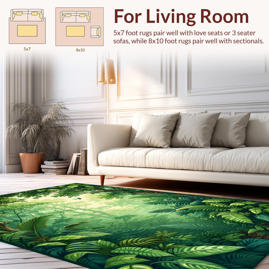 Lush Tropical Forest Canopy Pattern Rug