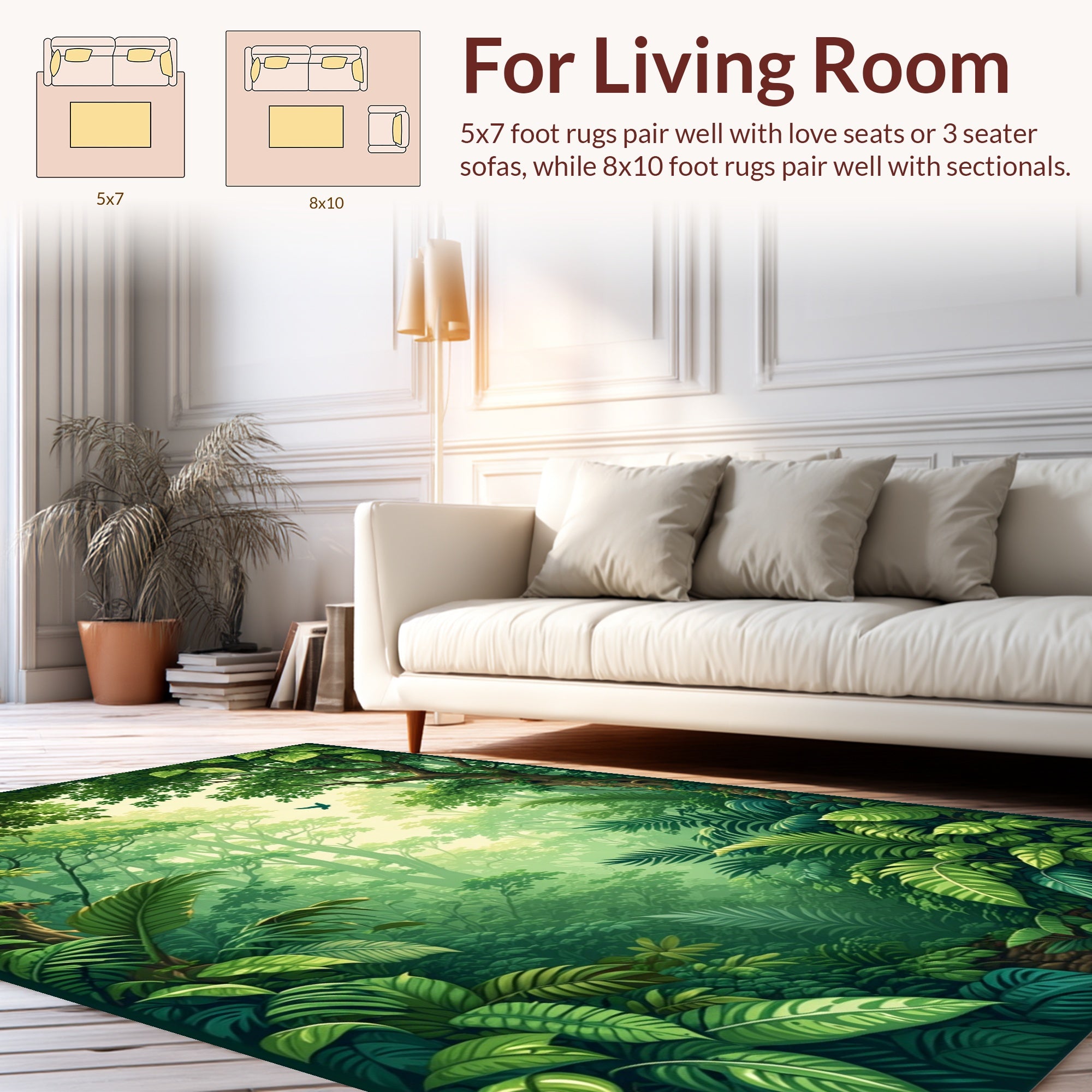 Lush Tropical Forest Canopy Pattern Rug