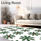 Green and Red Snowflake Repeating Pattern Rug