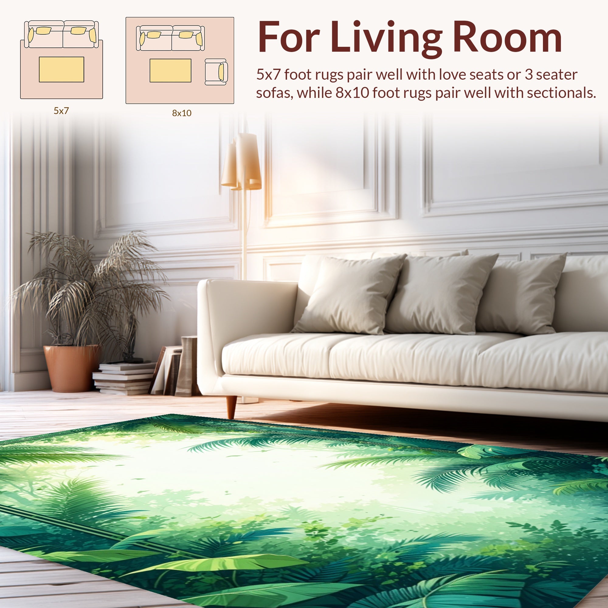 Vibrant Jungle Foliage Lush Greenhouse Design Rug