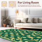 Art Nouveau Emerald Leaf Vine Pattern Rug