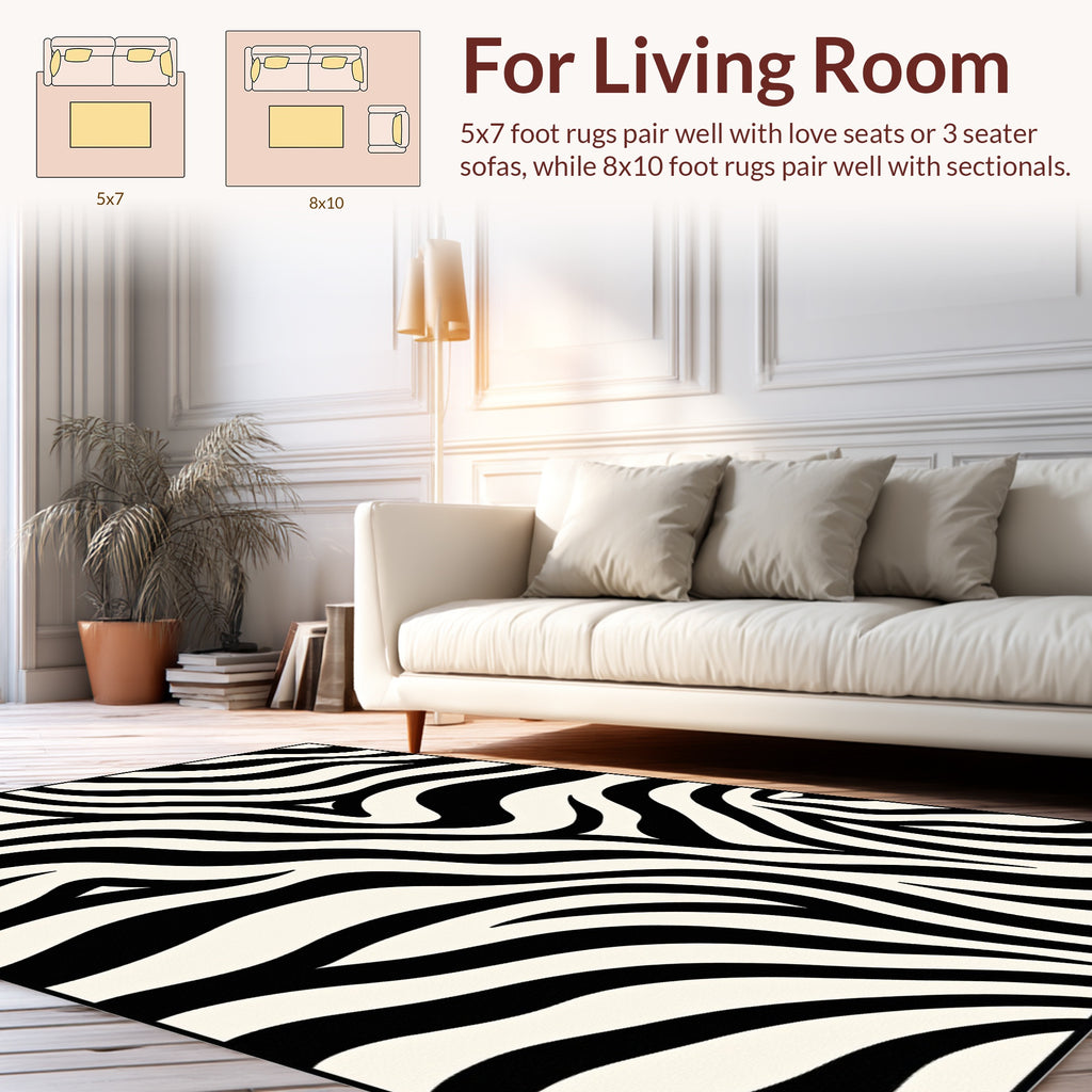 Bold Black White Zebra Stripes Rug