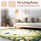 Whimsical Butterflies Floral Meadow Design Rug