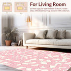 Pink Abstract Organic Grid Style Rug