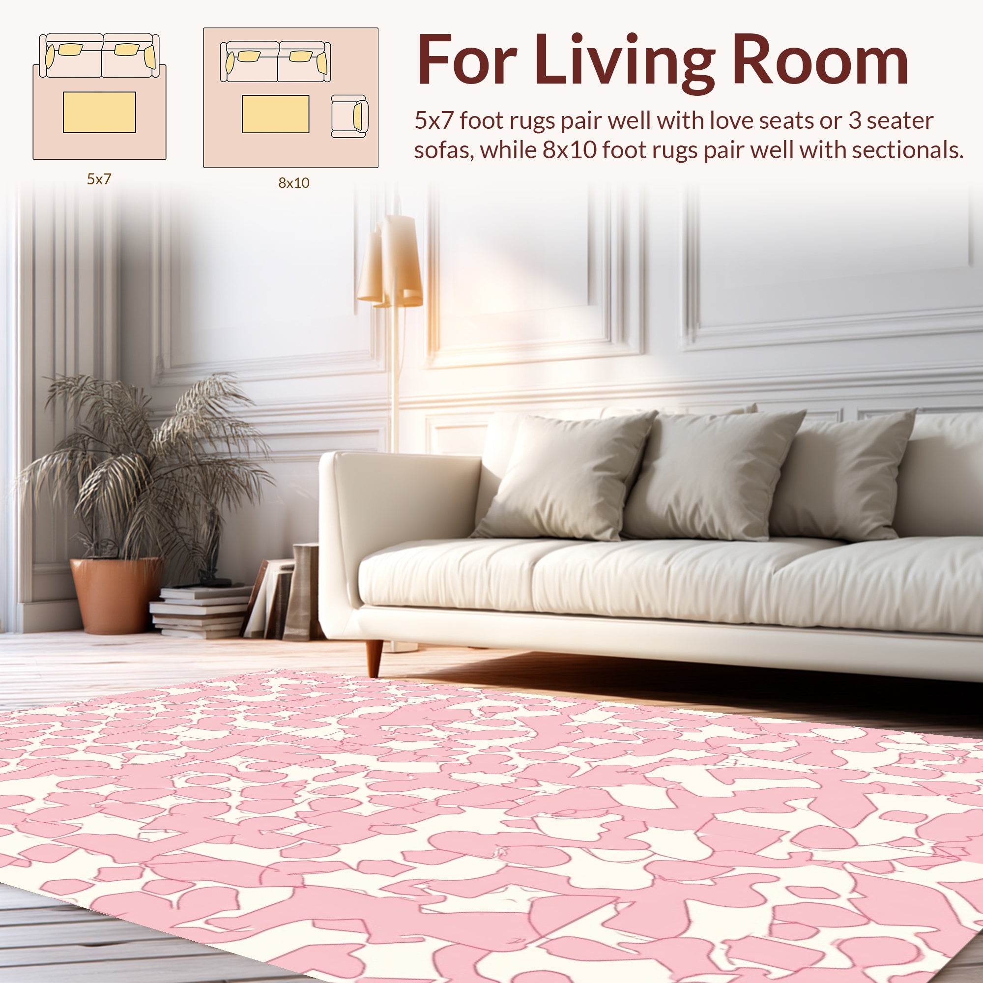 Pink Abstract Organic Grid Style Rug