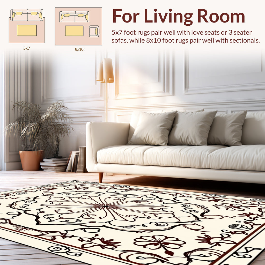 Traditional Floral Medallion Cream Rug