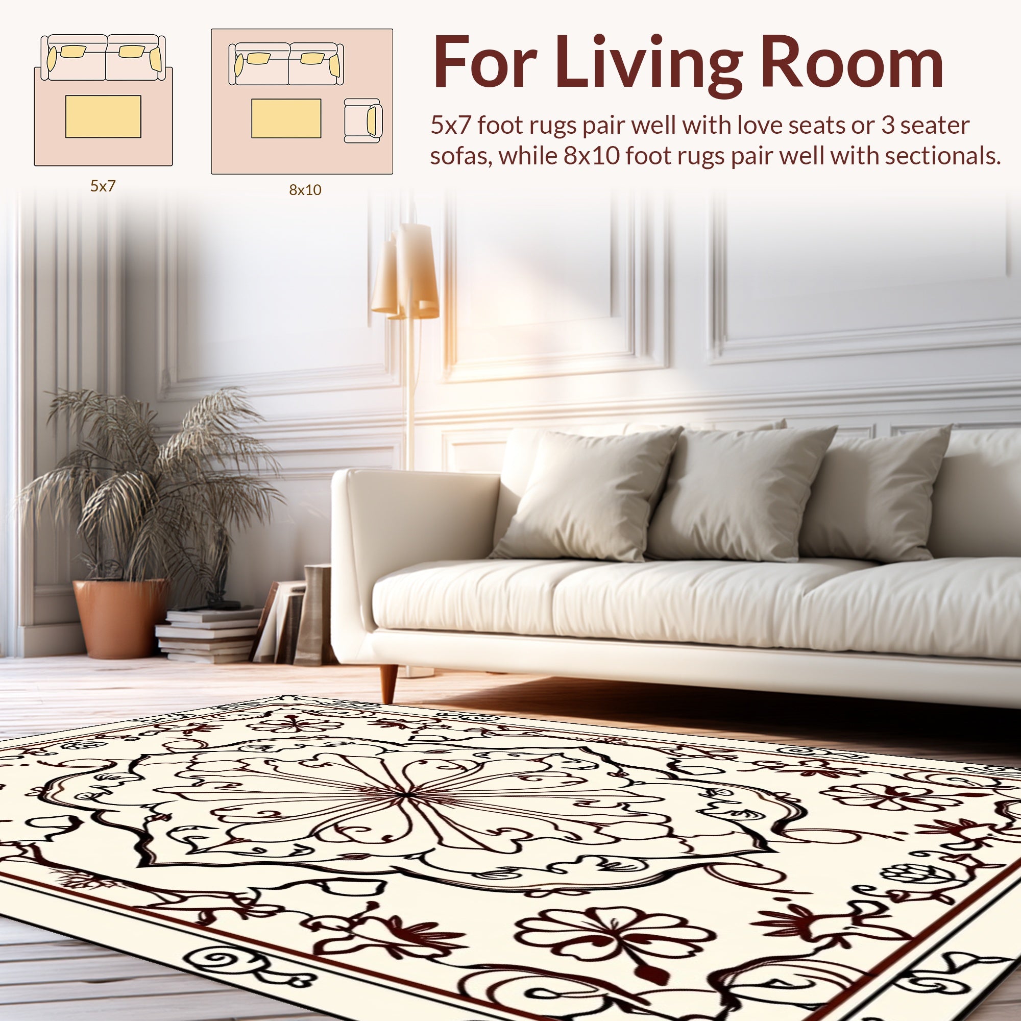 Traditional Floral Medallion Cream Rug