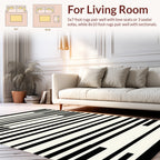 Bold Black and White Striped Pattern Rug