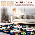 Magnolia Floral Patterned Dark Blue Rug