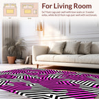 Pink Abstract Geometric Maze Pattern Rug