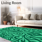 Emerald Green Floral Damask Rug
