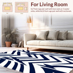 Bold Navy White Angular Design Rug