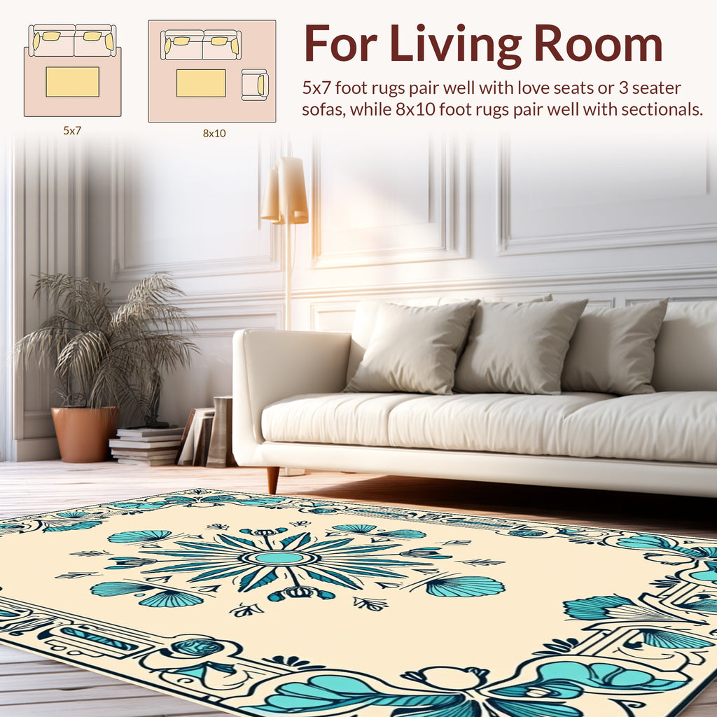 Oceanic Floral Frame Rug