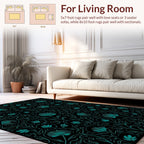 Teal Floral Vine Pattern Rug