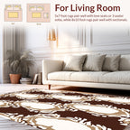 Ornate Brown Cream Abstract Pattern Rug
