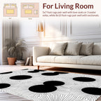 Bold Black Sunburst Circles Rug