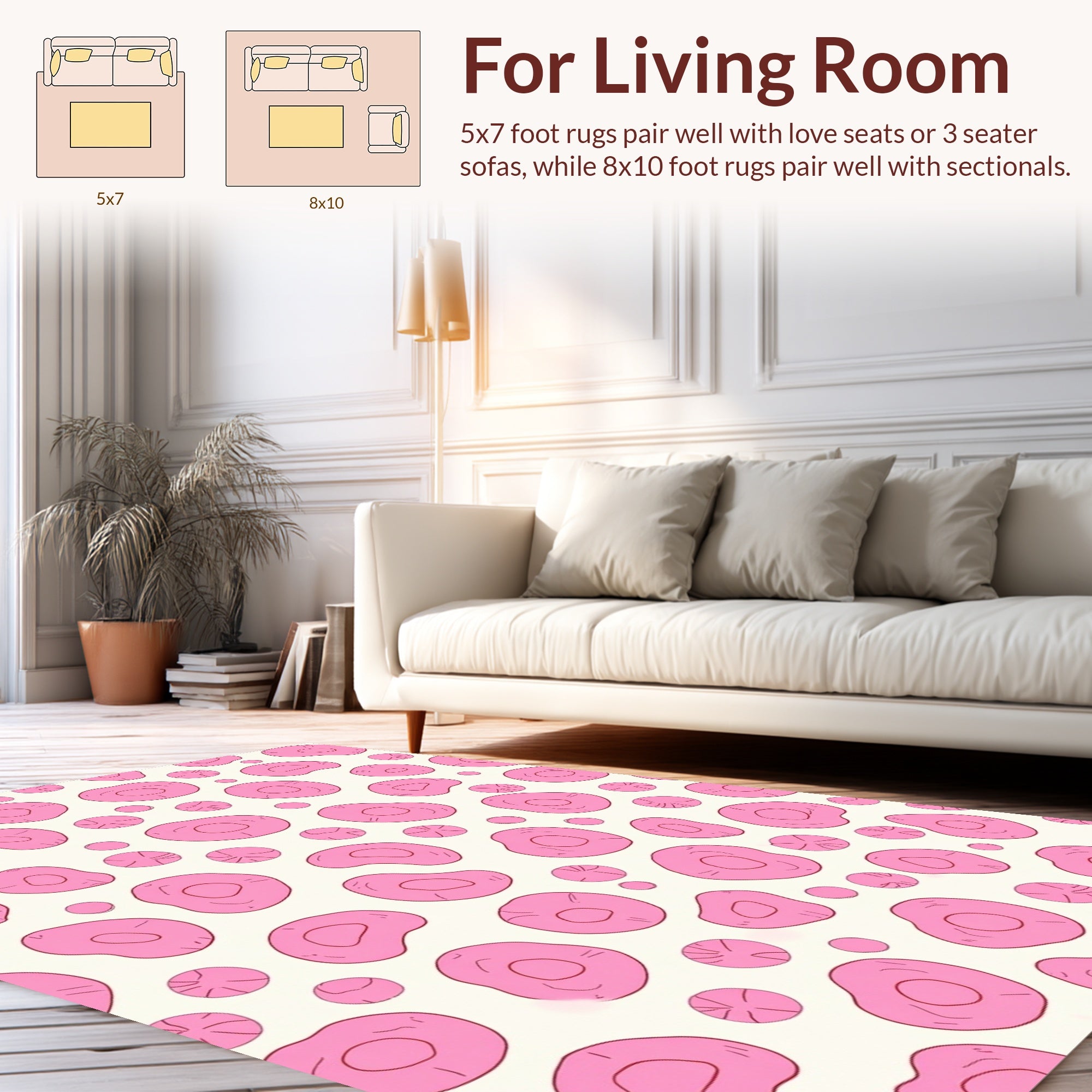 Pink Cells And Dots Pattern Rug