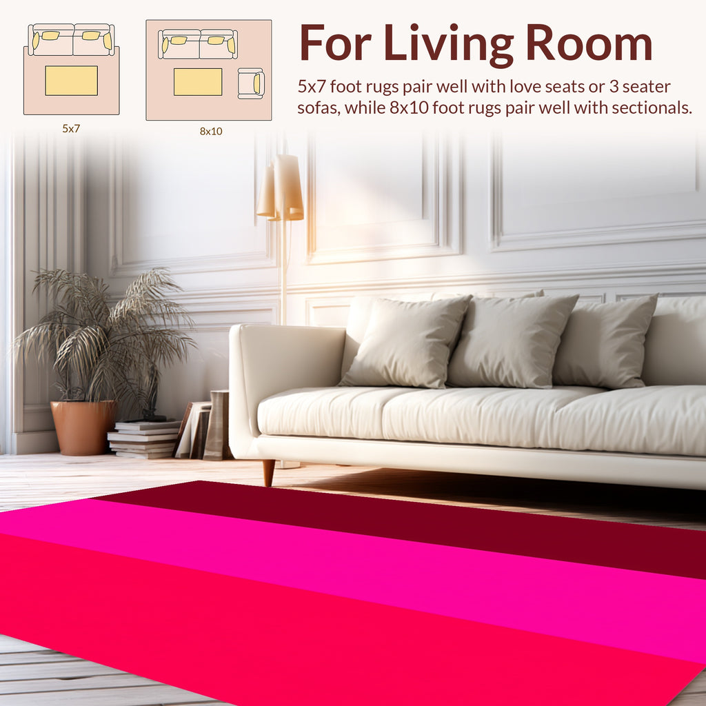 Bold Pink Burgundy Striped Rug