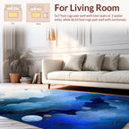 Abstract Blue Wave Pattern Rug