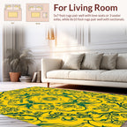 Yellow Green Floral Damask Pattern Rug