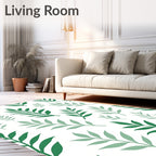 Emerald Green Leafy Branch Composition Rug