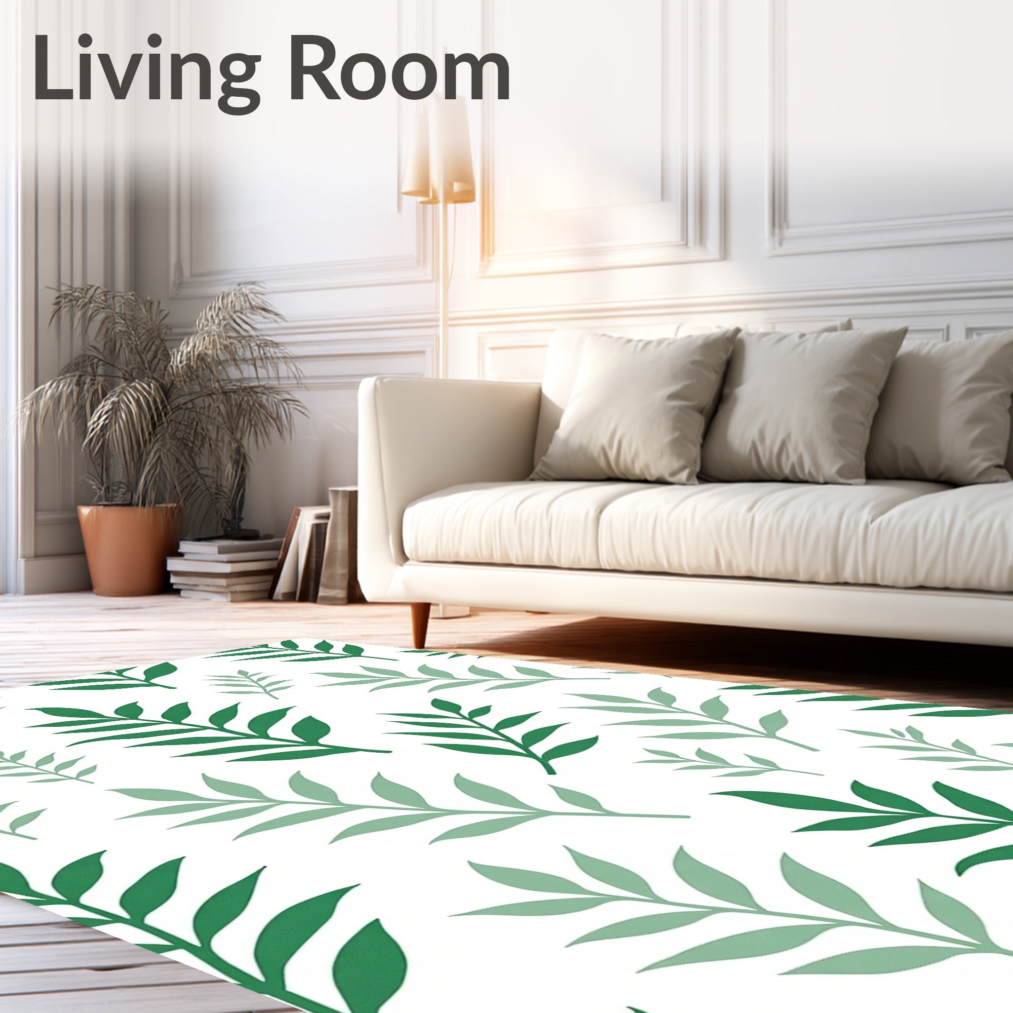 Emerald Green Leafy Branch Composition Rug