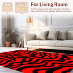 Bold Red Black Wavy Stripes Rug